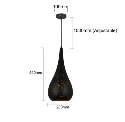 Black perforated iron hollow droplight dining room pendant light