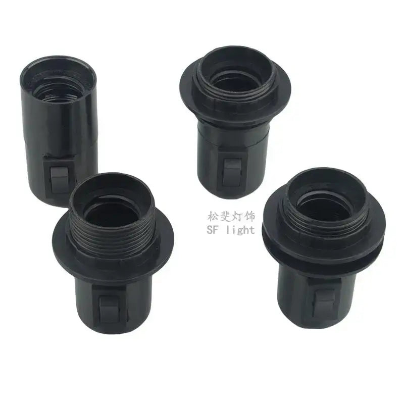 Black plastic e27 socket lamp base with switch for bedroom