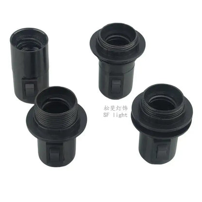 Black plastic e27 socket lamp base with switch for bedroom