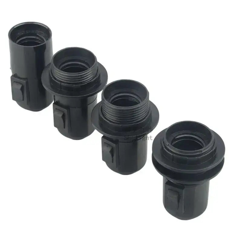 Black plastic e27 socket lamp base with switch for bedroom