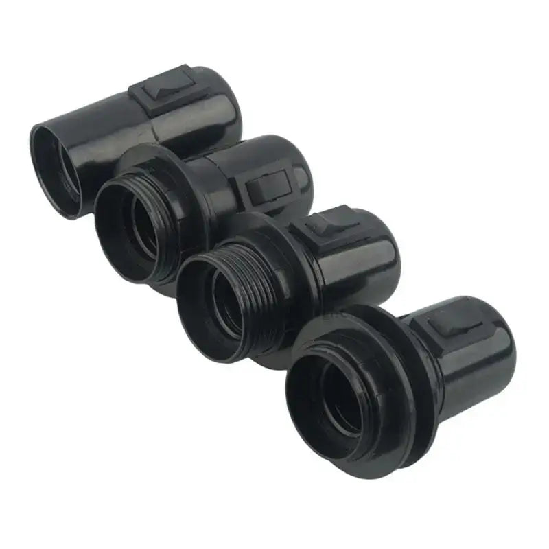 Black plastic e27 socket lamp base with switch for bedroom