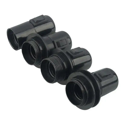 Black plastic e27 socket lamp base with switch for bedroom
