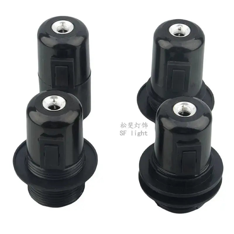 Black plastic e27 socket lamp base with switch for bedroom