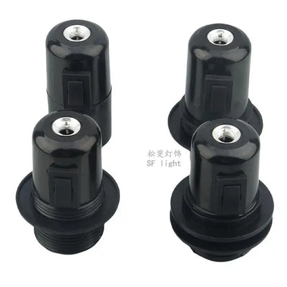 Black plastic e27 socket lamp base with switch for bedroom