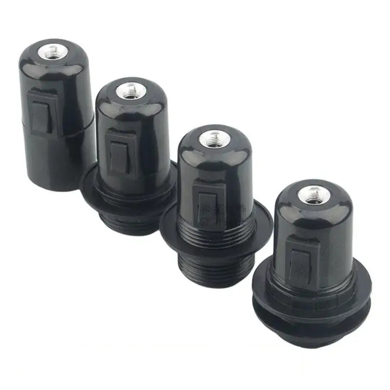 Black plastic e27 socket lamp base with switch for bedroom