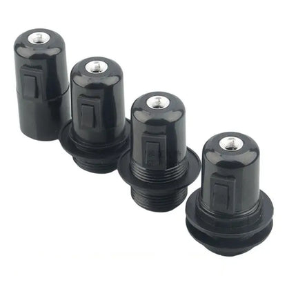 Black plastic e27 socket lamp base with switch for bedroom