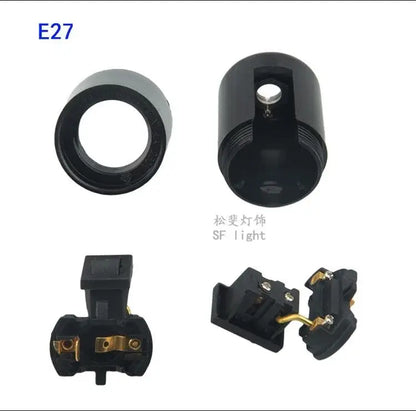 Black plastic e27 socket lamp base with switch for bedroom