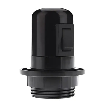Black plastic e27 socket lamp base with switch for bedroom