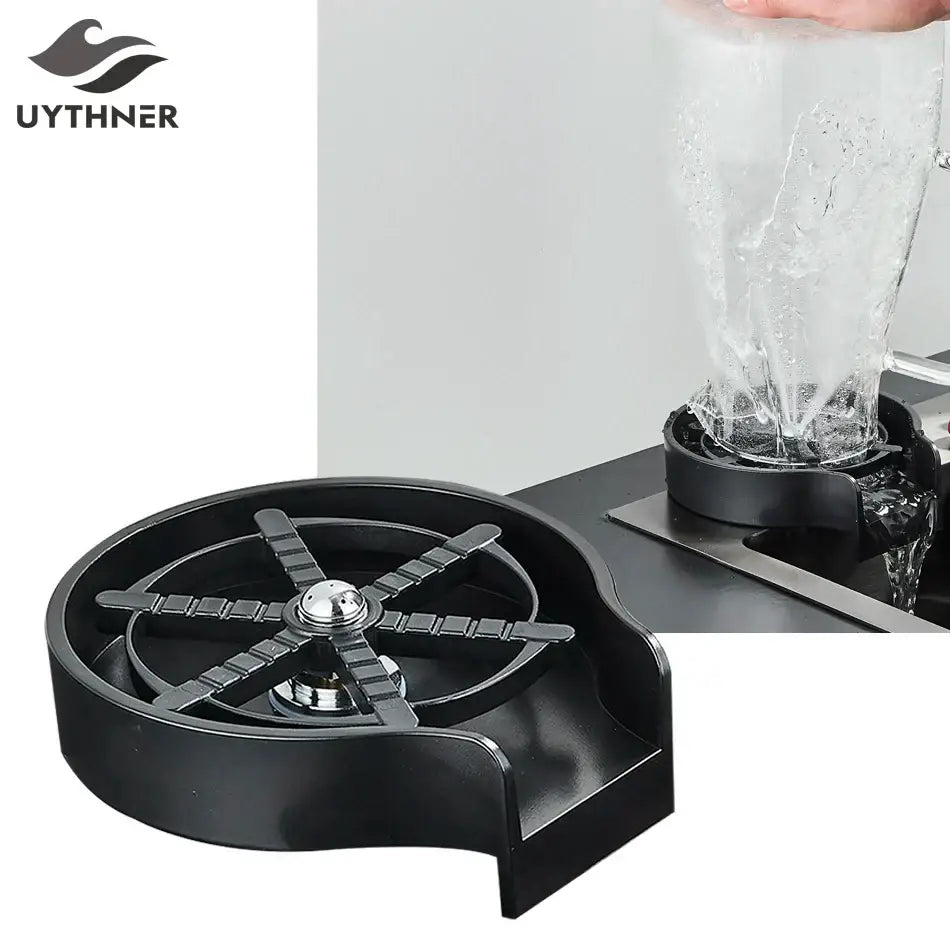 Black plastic glass rinser faucet towel ring kitchen sink accessory