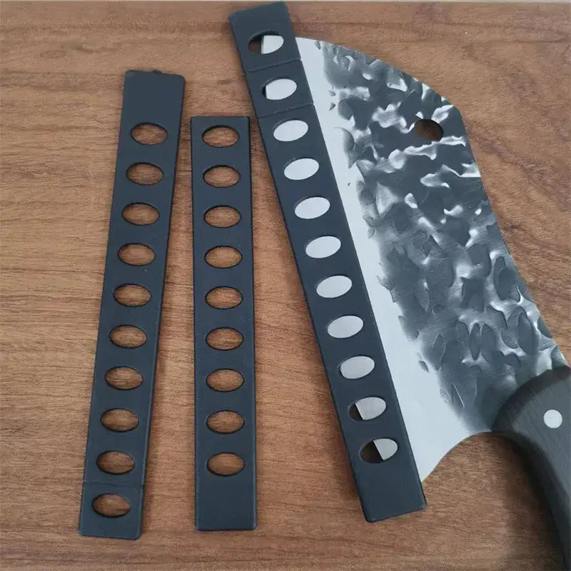 Black plastic knife blade protectors set kitchen cleaver sleeves