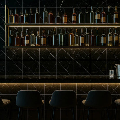 Black Polished Marble Tiles 12x12