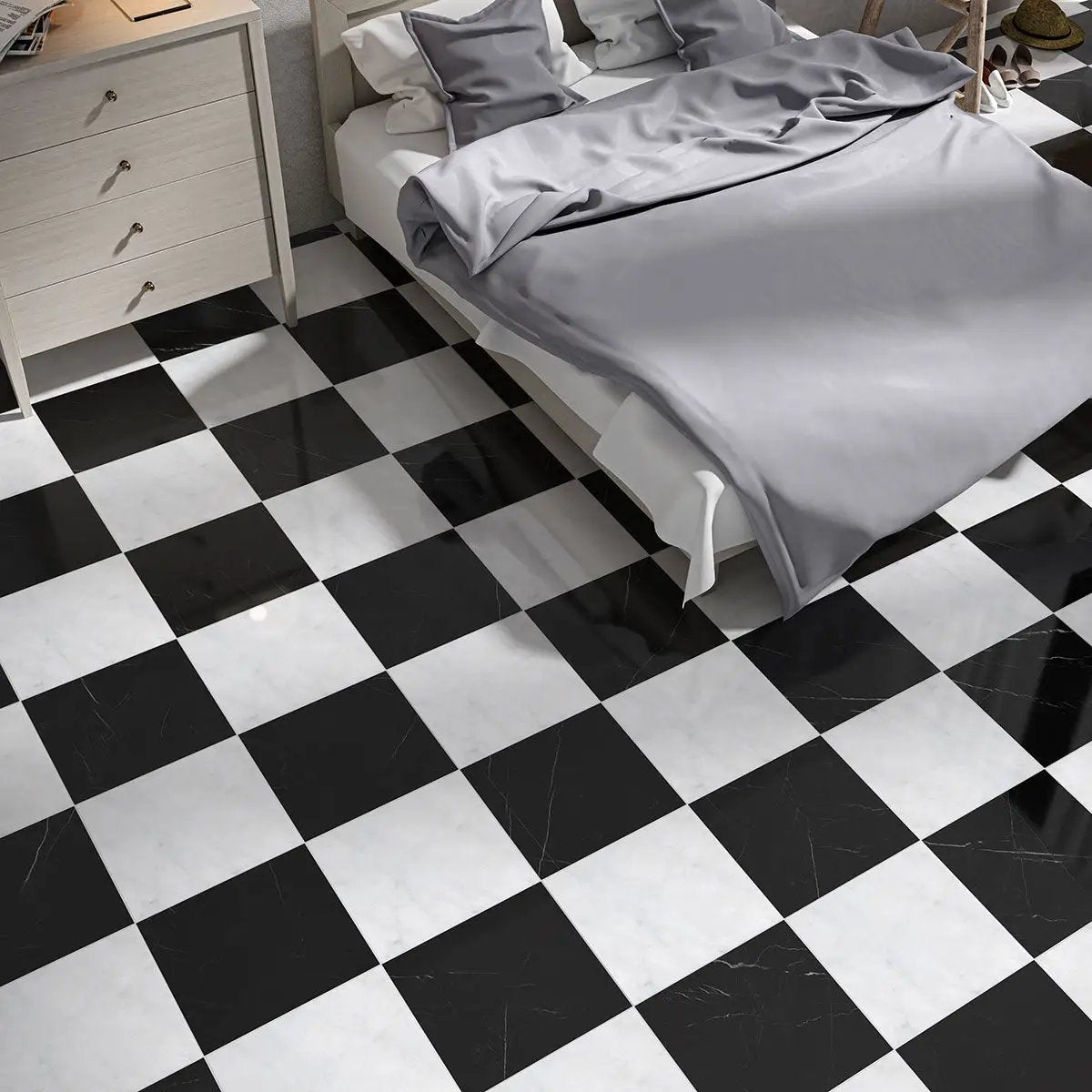 Black Polished Marble Tiles 12x12