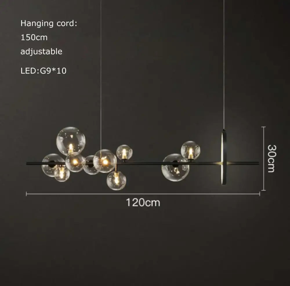 Black postmodern bubble glass chandelier dining room clear globes