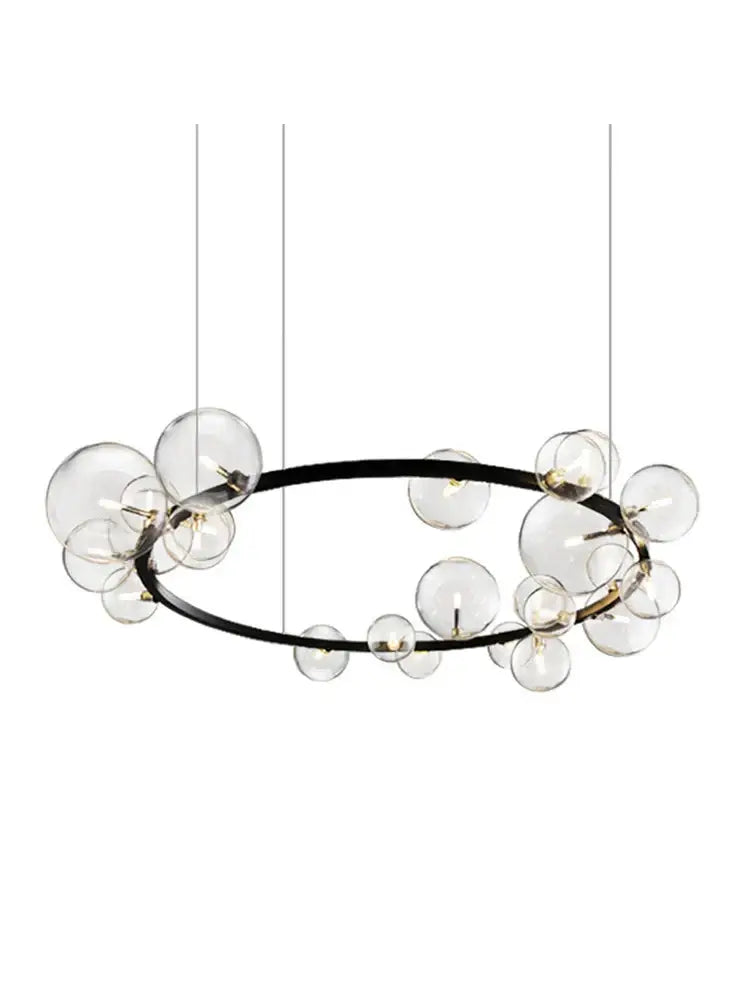 Black postmodern bubble glass chandelier dining room clear globes