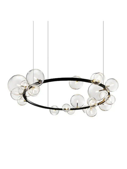 Black postmodern bubble glass chandelier dining room clear globes