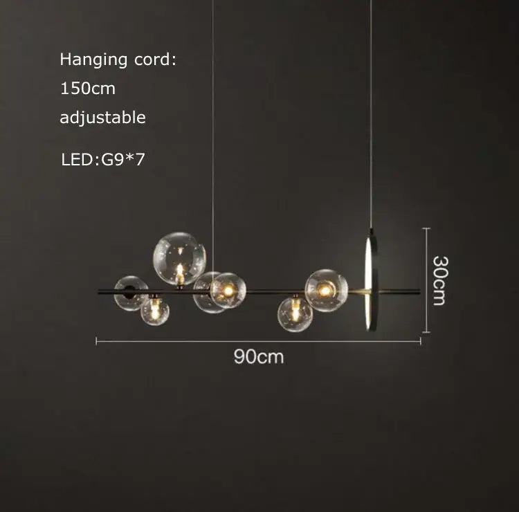 Black postmodern bubble glass chandelier dining room clear globes