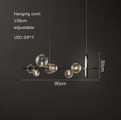 Black postmodern bubble glass chandelier dining room clear globes