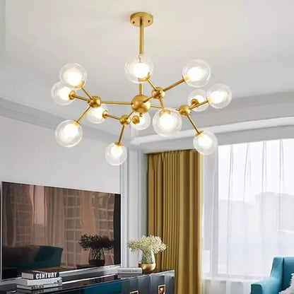 Black postmodern sputnik chandelier dining room glass globe light
