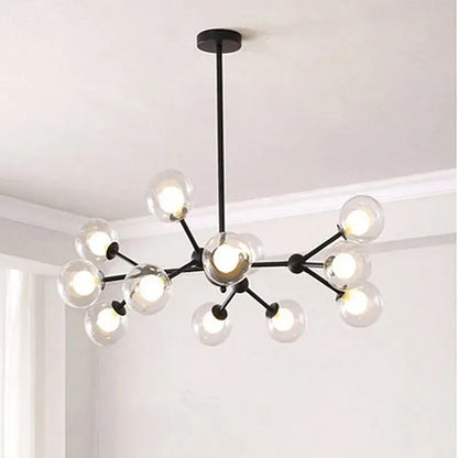 Black postmodern sputnik chandelier dining room glass globe light