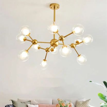 Black postmodern sputnik chandelier dining room glass globe light