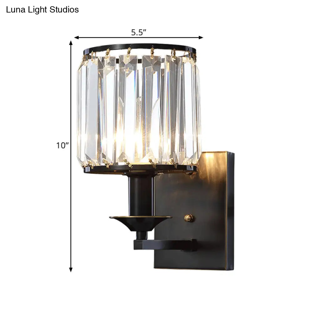 DecorBites™ Black Prismatic Crystal Wall Mount Lamp - Modern Cylinder Design
