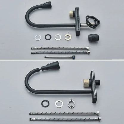 Black rainwater kitchen faucet matte black and gold pull out tap