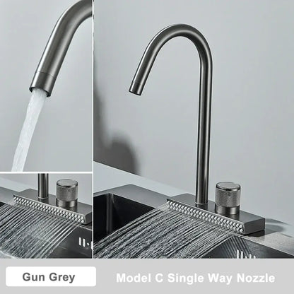 Black rainwater kitchen faucet matte black and gold pull out tap