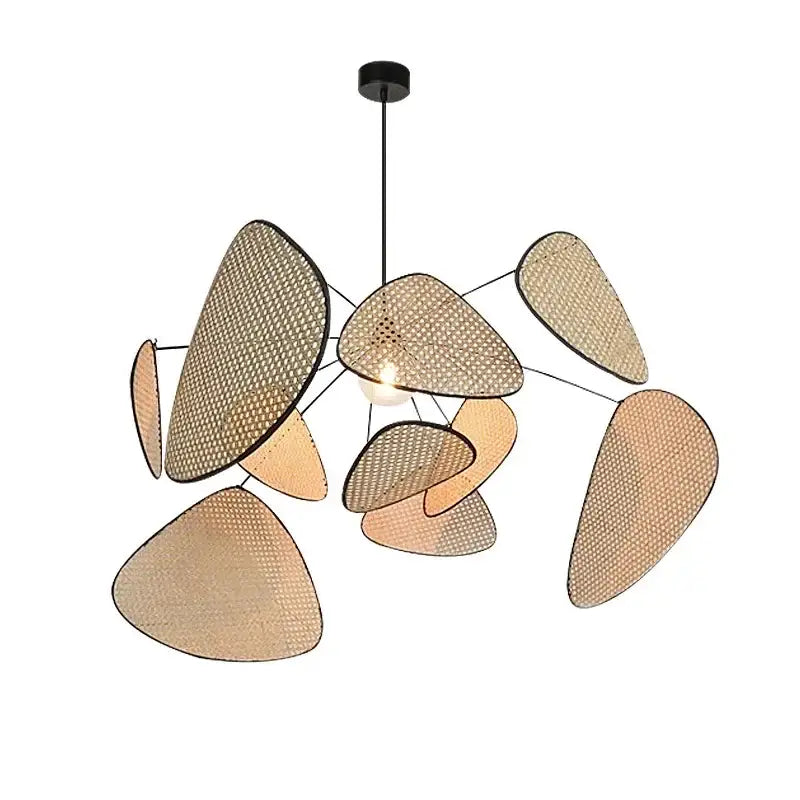 Black rattan ceiling chandelier dining room mesh pendant light