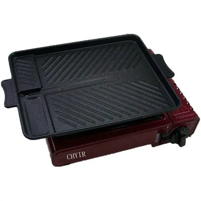 Black rectangular non stick korean grill pan kitchen bbq tray