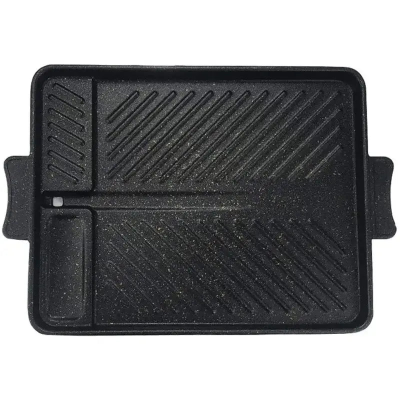 Black rectangular non stick korean grill pan kitchen bbq tray