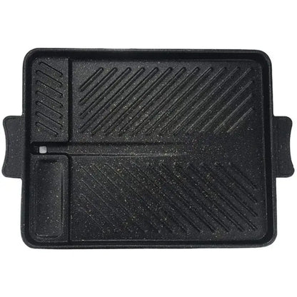 Black rectangular non stick korean grill pan kitchen bbq tray