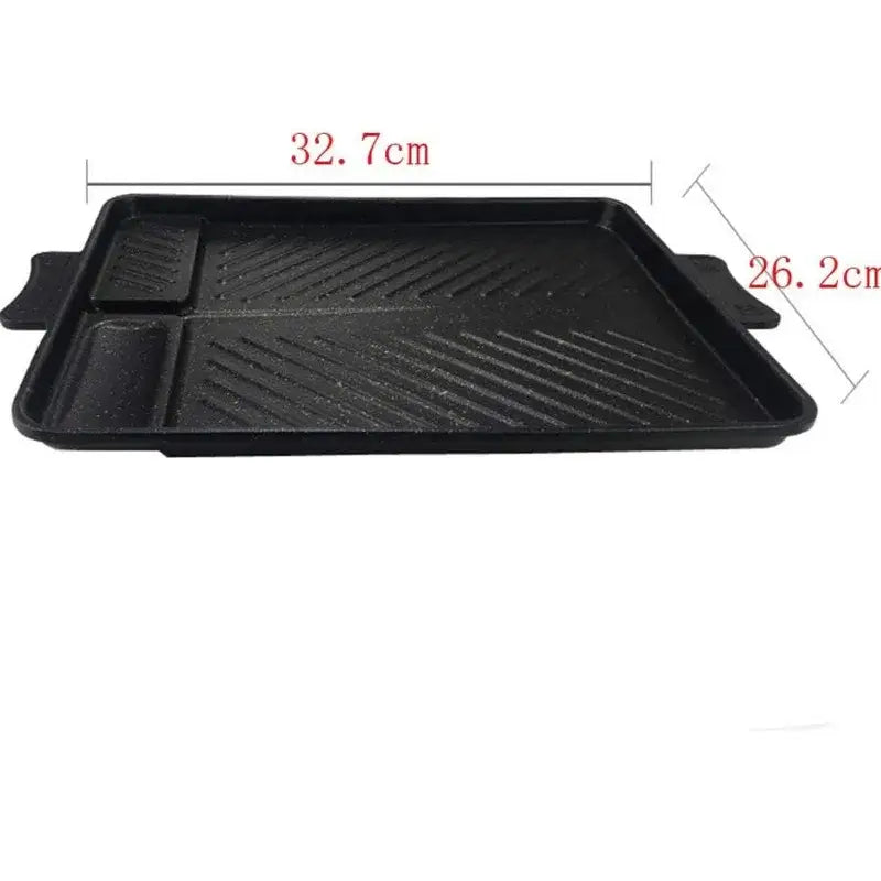 Black rectangular non stick korean grill pan kitchen bbq tray