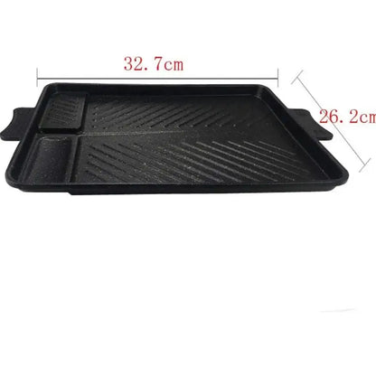 Black rectangular non stick korean grill pan kitchen bbq tray
