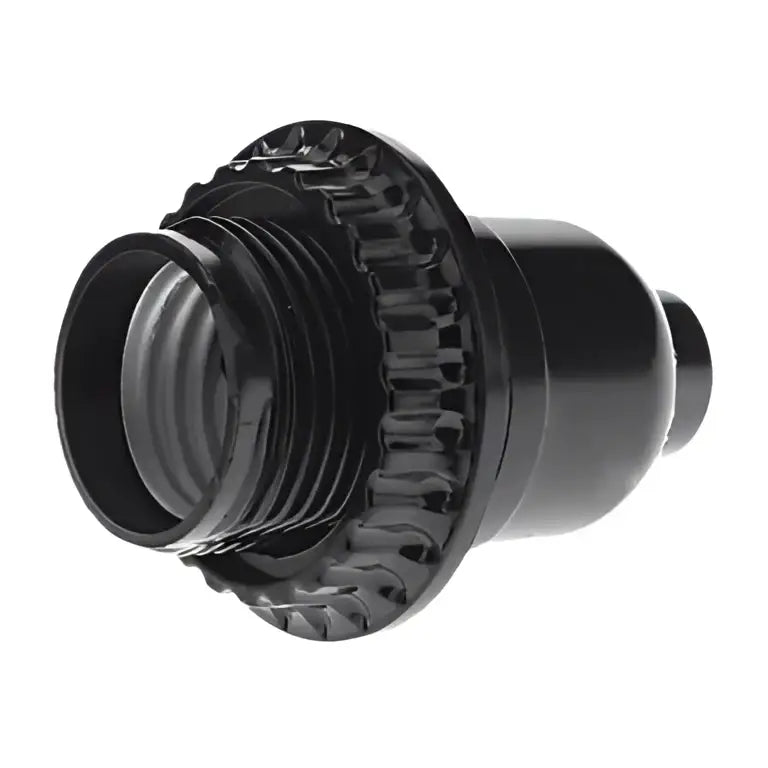 Black ridged bakelite e27 bulb holder with switch bedroom light socket
