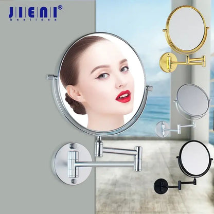 Black round magnifying wall mounted beauty mirror for bedroom