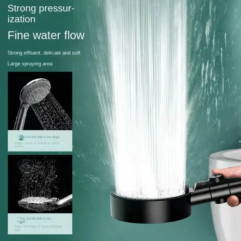 Black round shower head 6 modes high pressure handheld bathroom sprayer