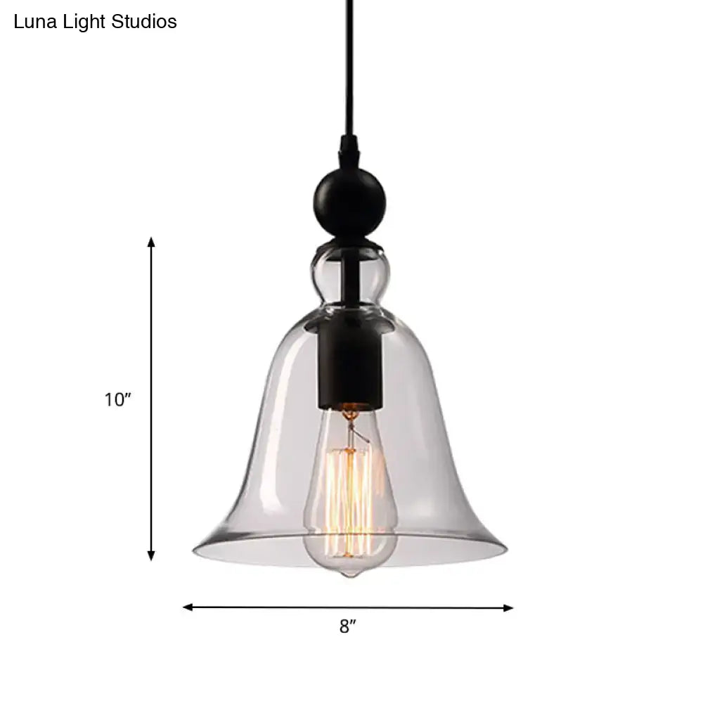 Black rustic bell glass pendant lamp kitchen island light