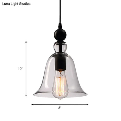 Black rustic bell glass pendant lamp kitchen island light
