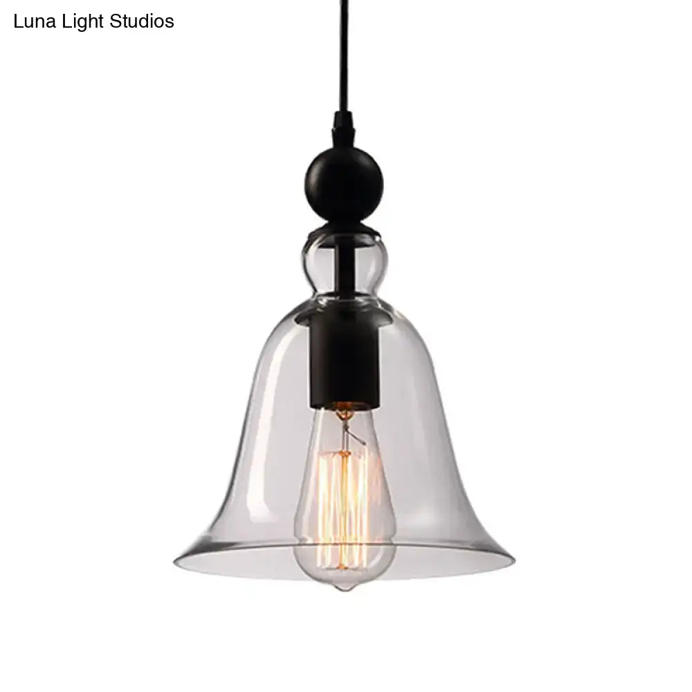 Black rustic bell glass pendant lamp kitchen island light