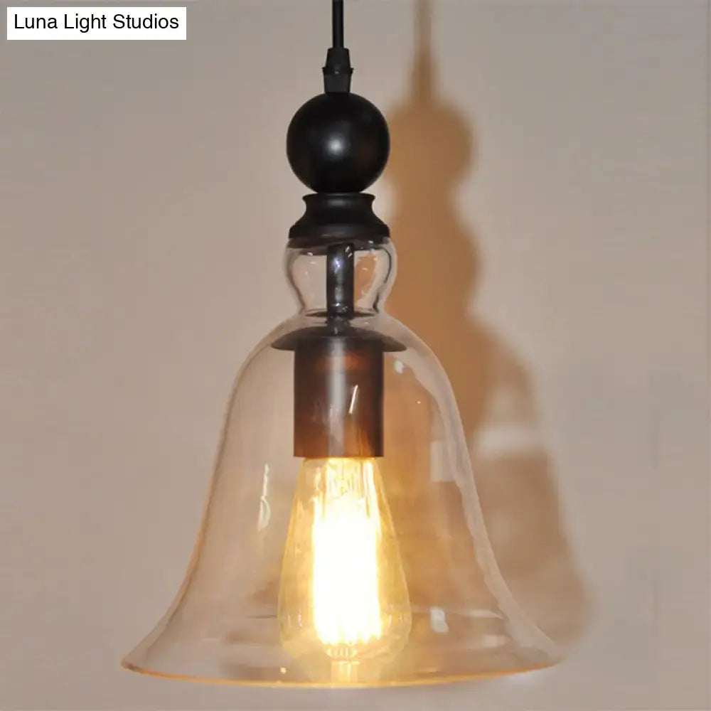 Black rustic bell glass pendant lamp kitchen island light