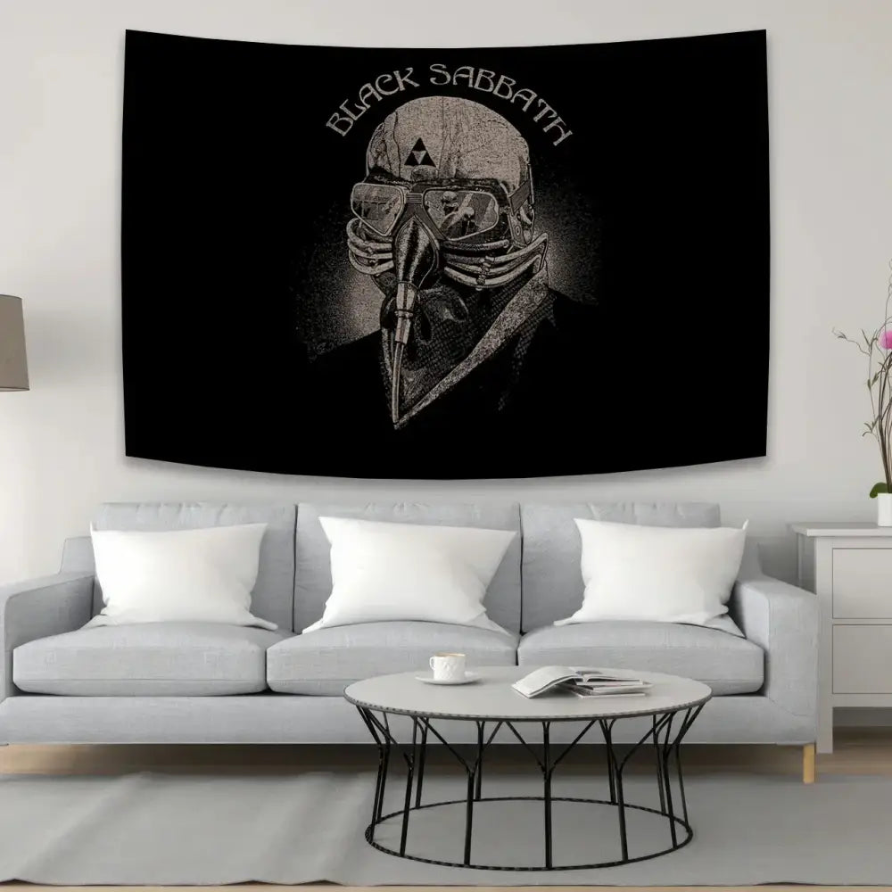 Black sabbath skull wall tapestry bedroom rock decor
