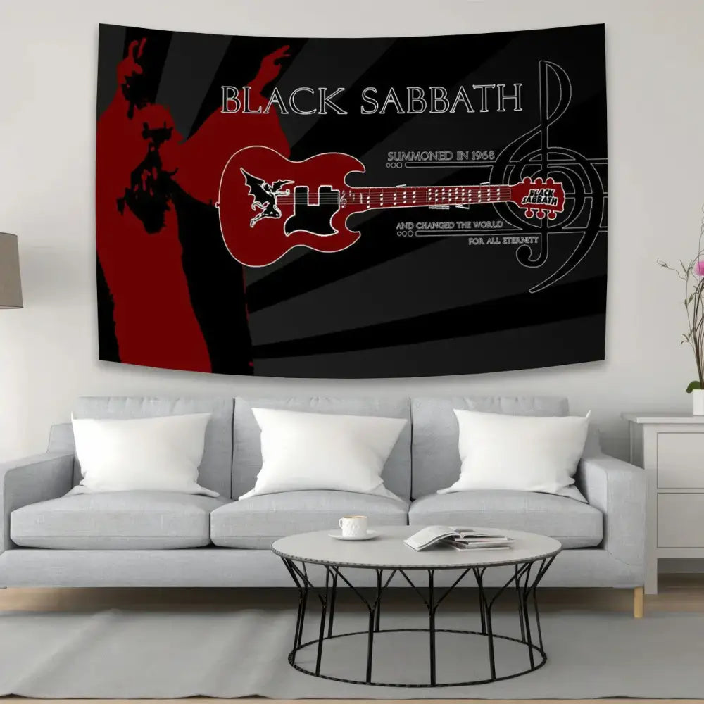 Black sabbath skull wall tapestry bedroom rock decor