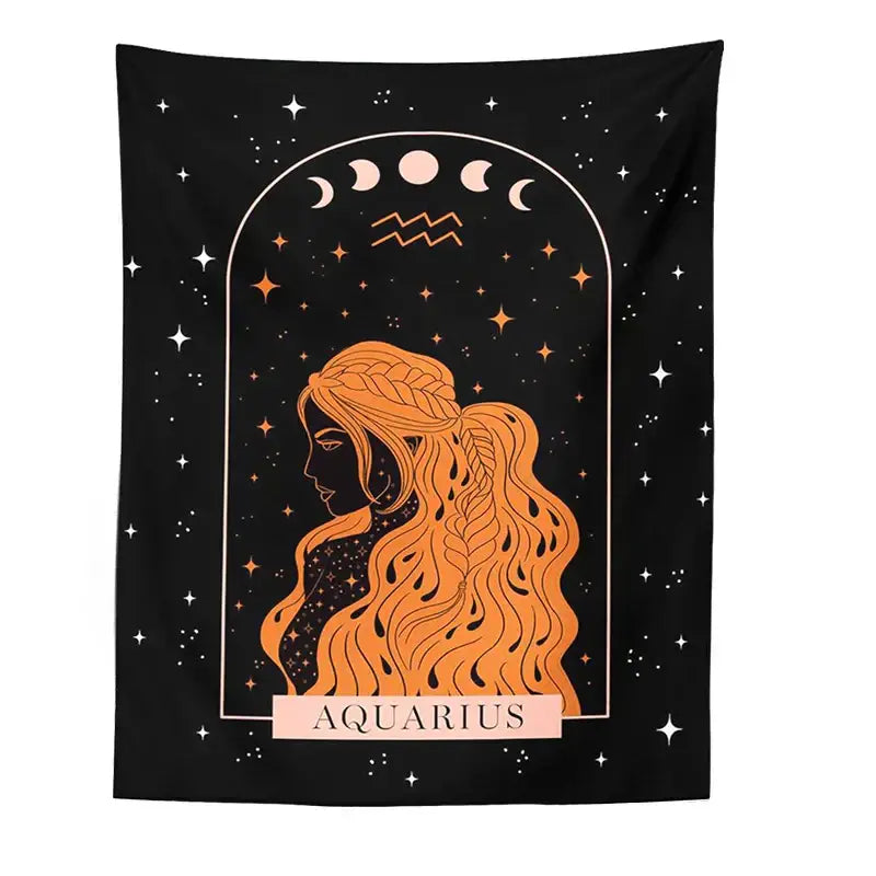 Black scorpio celestial constellation tapestry bedroom moon wall art
