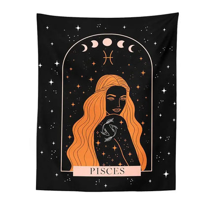 Black scorpio celestial constellation tapestry bedroom moon wall art