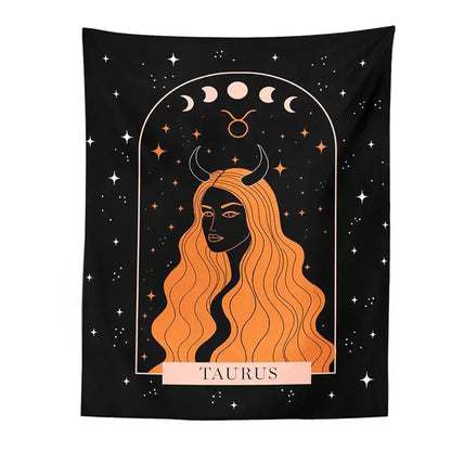 Black scorpio celestial constellation tapestry bedroom moon wall art