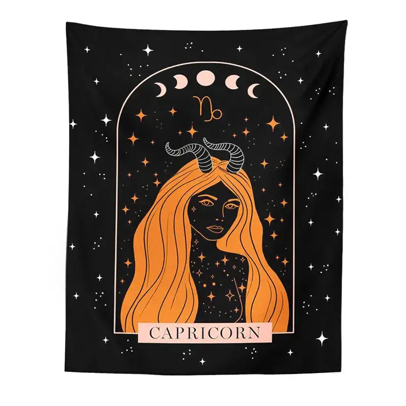 Black scorpio celestial constellation tapestry bedroom moon wall art