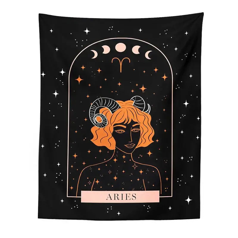 Black scorpio celestial constellation tapestry bedroom moon wall art
