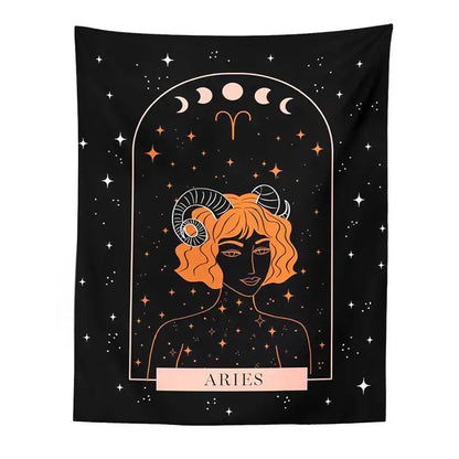 Black scorpio celestial constellation tapestry bedroom moon wall art