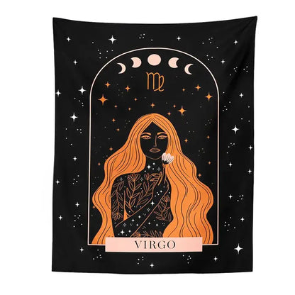 Black scorpio celestial constellation tapestry bedroom moon wall art