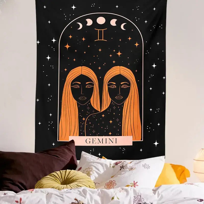 Black scorpio celestial constellation tapestry bedroom moon wall art